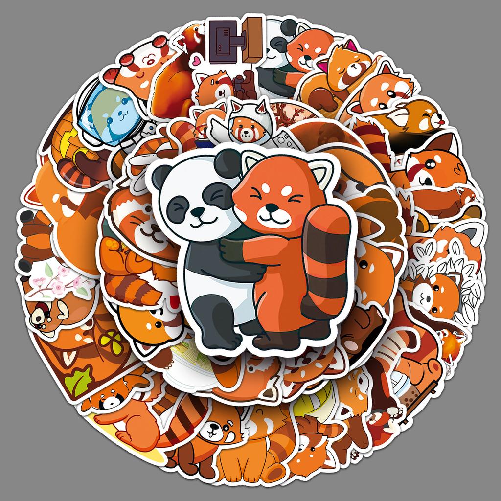 50 Red Panda Doodle Personality Cartoon Cute Animals Children Creative DIY Mobile Suitcase Stickers