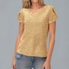 Women's Sequined Beaded V,neck Short,sleeved T,shirt