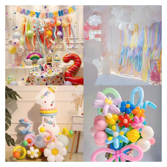 100 ks průhledných latexových balónků, 260 kusů, zahušťovací, dlouhé balónky pro zvířata, modelování, narozeninové, svatební, večírek, příslušenství