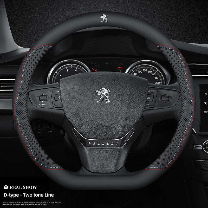 Auto 38CM Lenkradbezug Atmungsaktiv Anti-Rutsch Leder für Peugeot 5008 408 308 Landtrek 208 2008 3008 Rifter 508 301 108