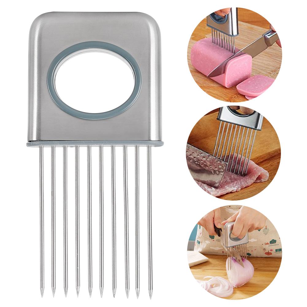 Multifunctional Stainless Steel Onion Slicing Holder Onion Neddle Kitchen Slicing Tools