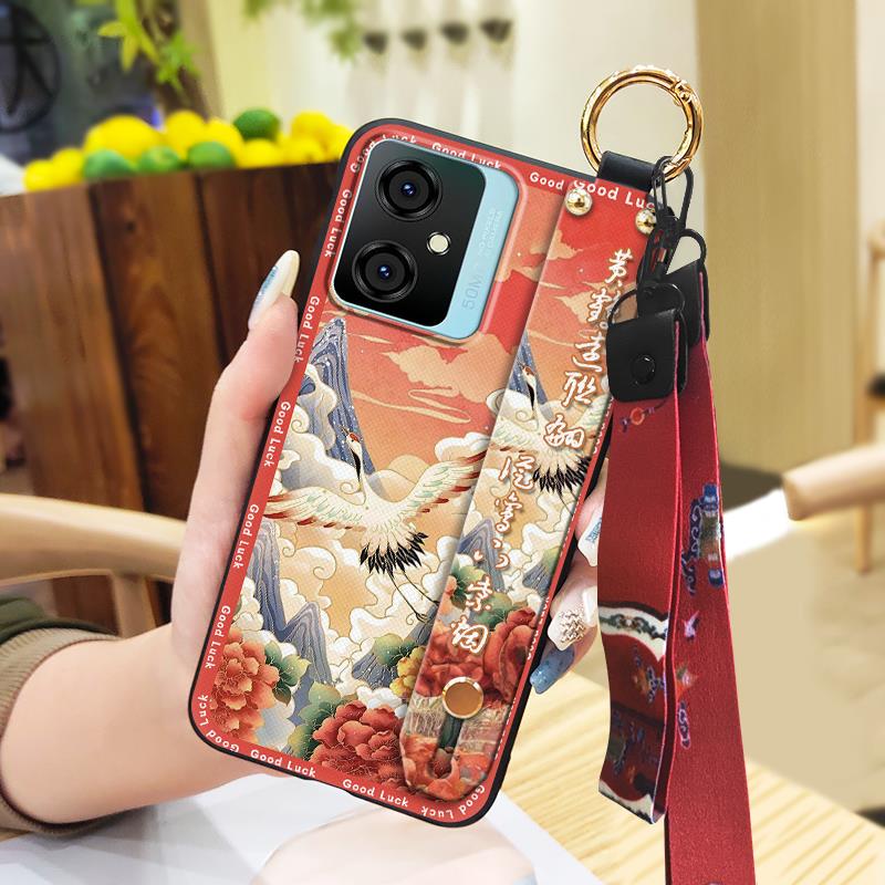Schmutzabweisende Staubdichte Handyhülle für Blackview Oscal C70 Weiche Hülle Armband Mode Lanyard Langlebig Chinesischer Stil