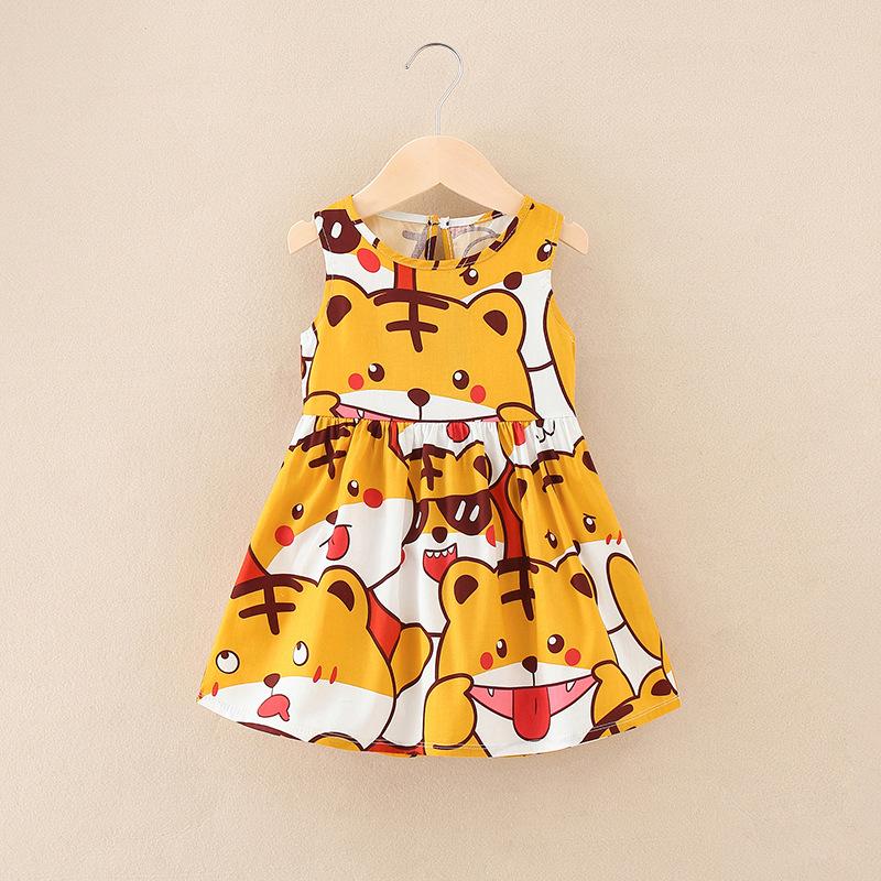 Baby Girl Summer Cotton Short Sleeve Dress Soft Breathable Thin Toddler Casual Sundress For Kids