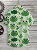 Men'S Frog Hawaiian Shirt - Short Sleeve Button Design, Green Casual Vacation Outfit, Theme Party, Machine Washable Loose Fit