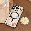 Three Dimensional Button 16Promax Flash Powder Magnetic Suction Bracket IPhone 15 Mobile Phone Case 14 Suitable for 13 Cartoon Doodles 11