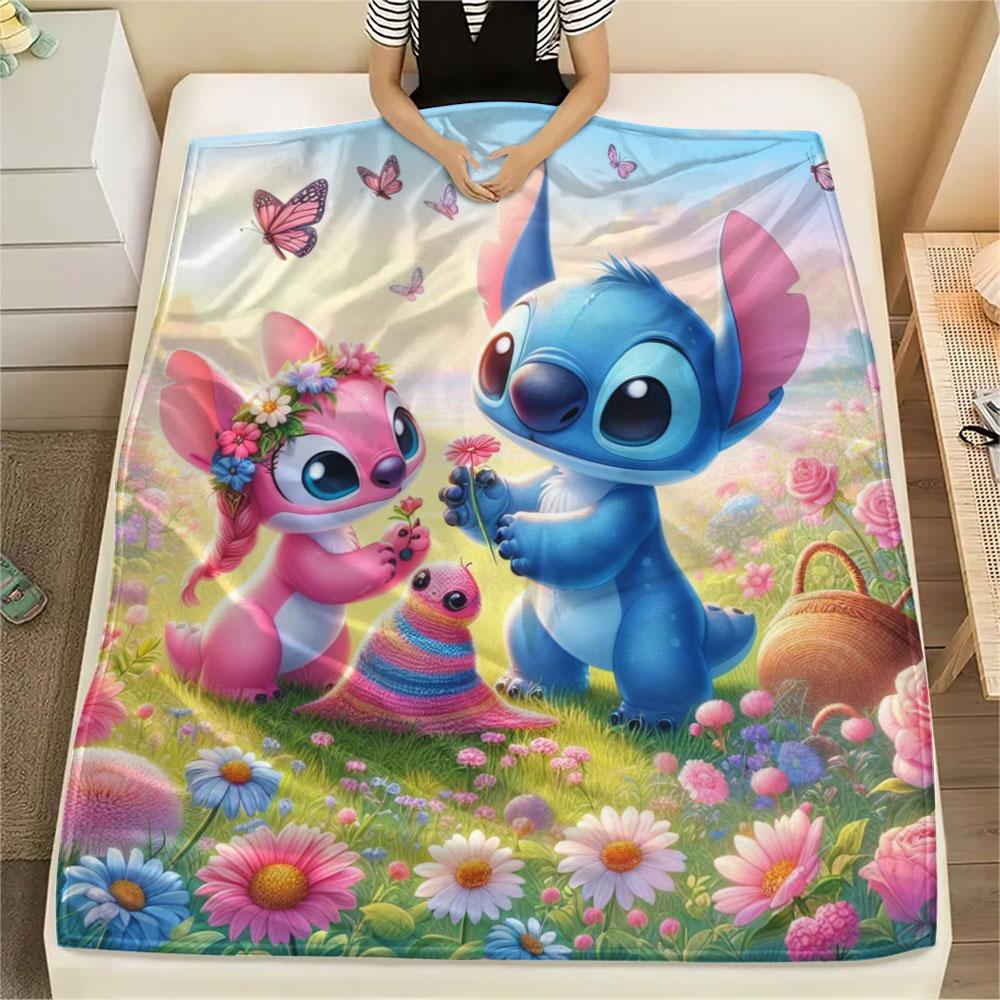 Stitch Cartoon printing Flannel Blanket Bedroom Sofa Camping Warm blanket Gifts for family and friends-MJ016