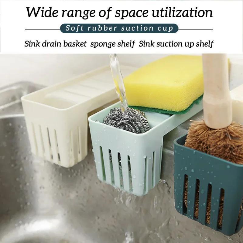 1pc Drain Rack, Multi-functional Sink Drain Storage Holder With Suction Cup, Durable Plastic Sponge Drain Holder, For Kitchen And Bathroom