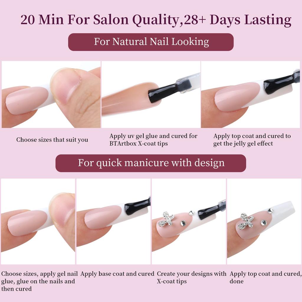 288 Pieces Assorted Size Press On Nail Full Coverage Glossy Artificial Fingernails Perfect for Home or Salon Use