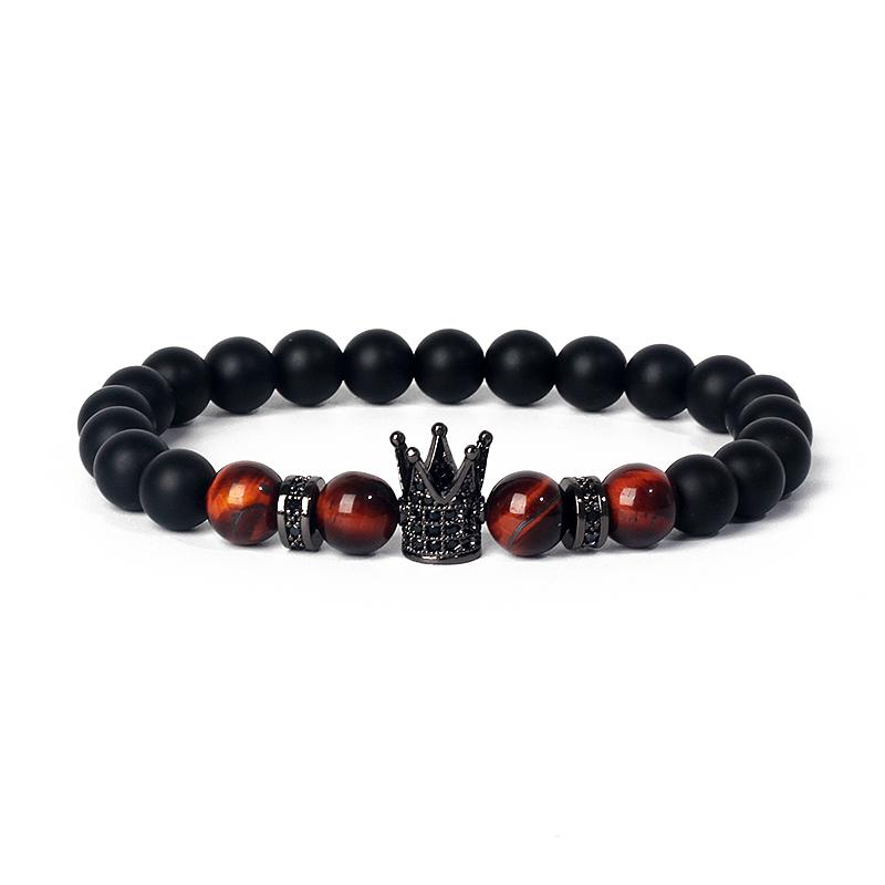 Fashion Crown Skull Punk Bracelets Men Wolf Head Zircon Tiger Eye Bracelets for Women Energy Nature Stone Soul Jewelry Pulsera