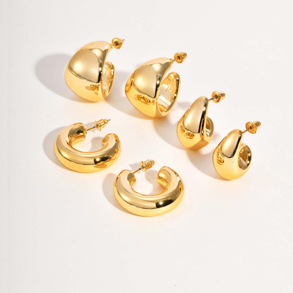 Set Jewelry for Women,Irregular Geometric Oval Earrings,Three-Piece Set C-Shaped Drop Earrings,Fashion Party Accessories Gift