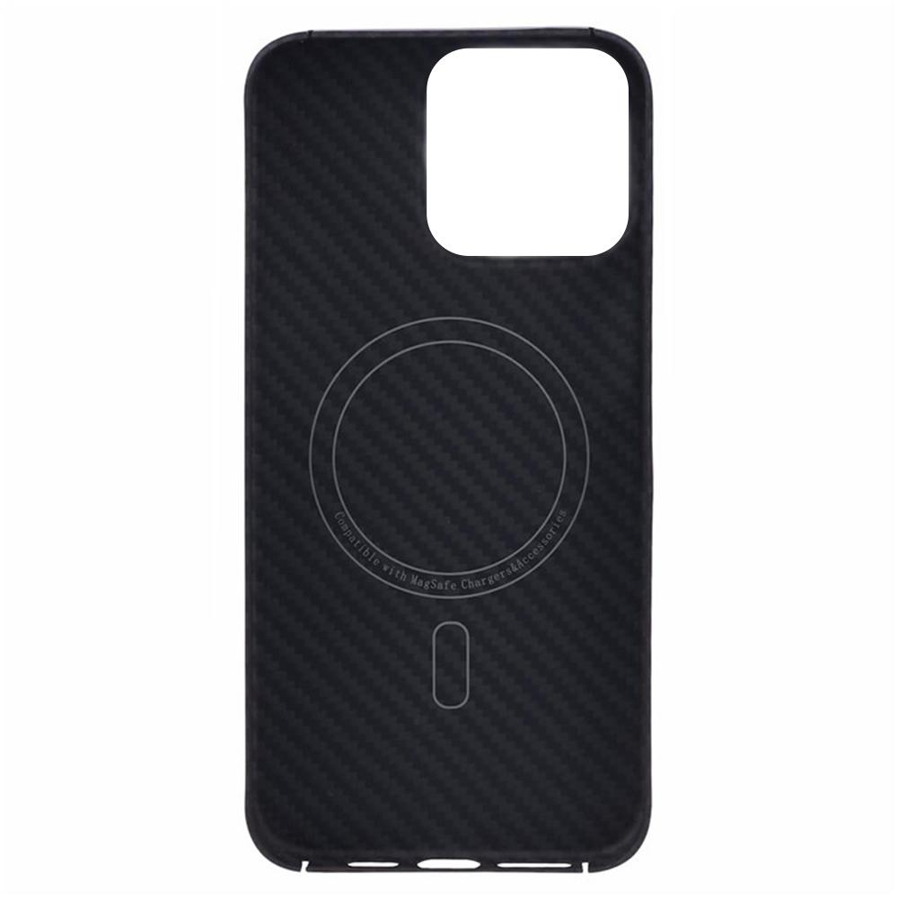 For iPhone 16 Pro Magnetic Case 1500D Coarse Texture Aramid Fiber Phone Cover (Big Lens Hole)