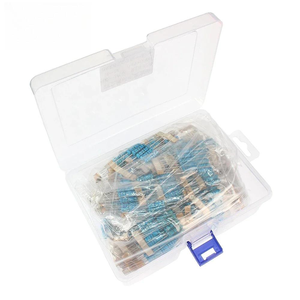 650PCS/Lot Metal Film Resistor Pack 1W 2W 1% Resistors Assorted Kits 1R-3M Ohm 130 Values Resistance Set