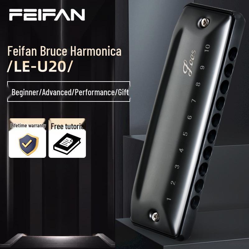 FEIFAN U20 10-Hole Professional Blues Harmonica for Beginners
