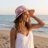 Flowers Decoration Beach Hat Foldable Design Bucket Hat Casual Straw Hat  Sun Protection