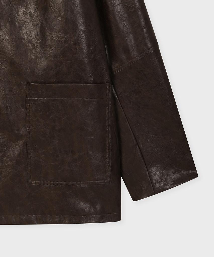 Fallett Oversized Leather Jacket Brown