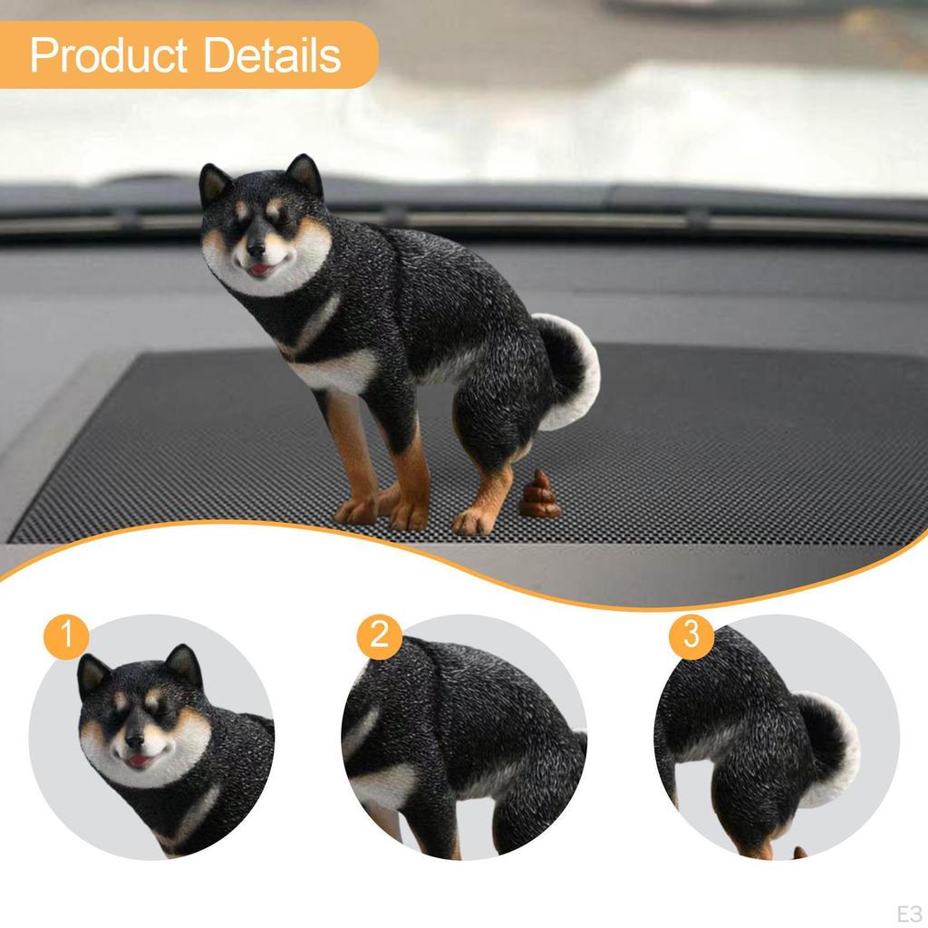 Figura de Perro Escultura de Animal Decoración de Salpicadero de Coche Estatua de Shiba Inu para Dormitorio