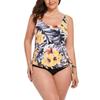 Plus Size European & American Print Backless Swimsuit for Women