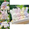 Plush Rabbit Keychain With Floral Pattern For Cute Bag Decor And Gifts