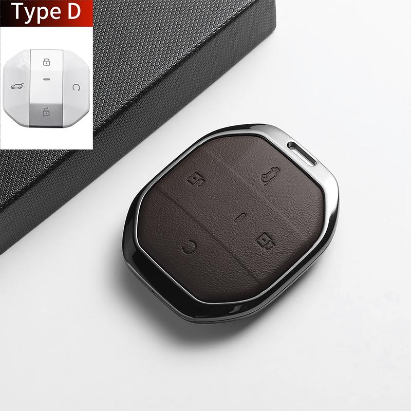 For Jetour Freer Freedom T2 Freer Traveller T1 2025 Leather Metal Car Smart Key Case Cover Fob Car Key Protection Shell Holder