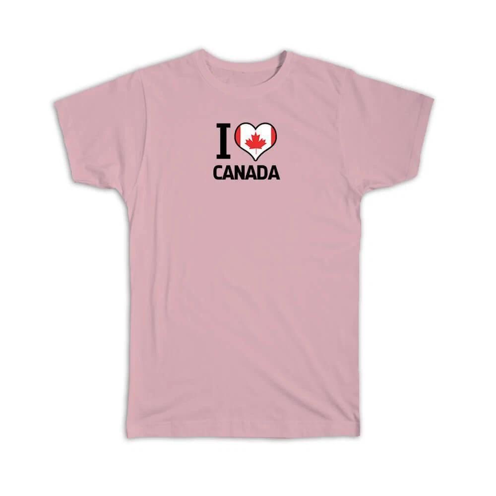 Gift T-Shirt : I Love Canada Flag Heart Country Crest Canadian Expat 3XL