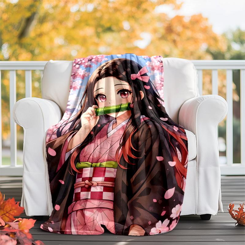 1pc nezouko5 Theme Blanket - Digital Print, Polyester, Cozy for All Seasons, Perfect for Outdoor, and Travel