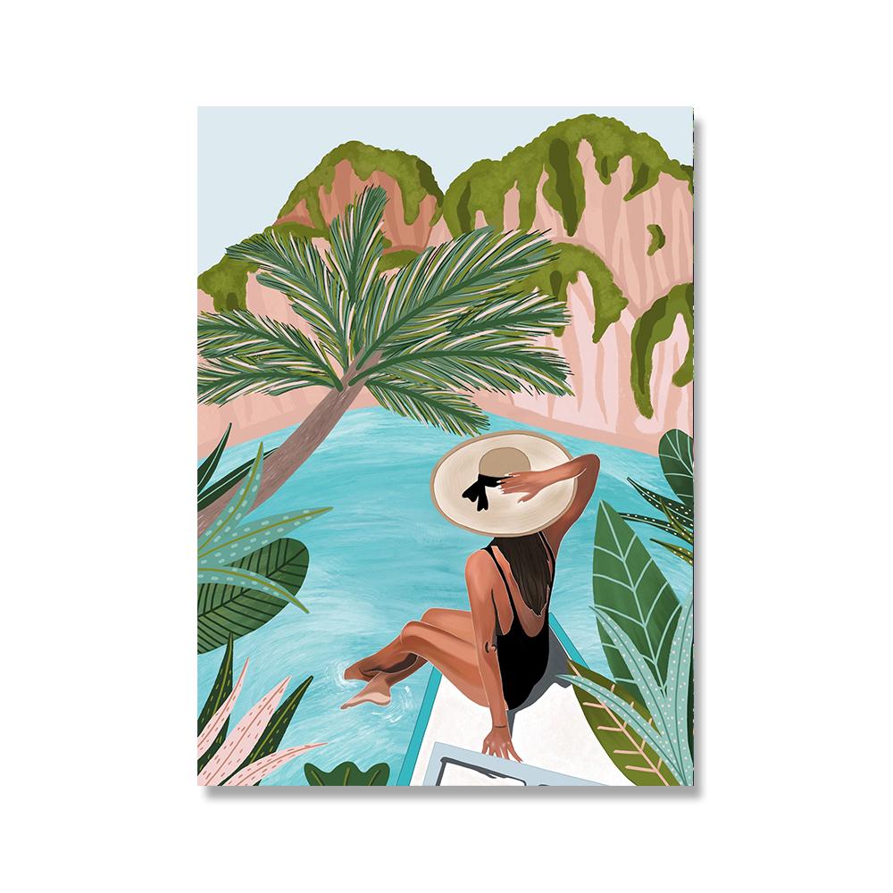 Morocco Travel Posters Botanical Canvas Painting Tropical Jungle Art Prints Beach Ocean Swim Wall Pictures For Living Room Decor