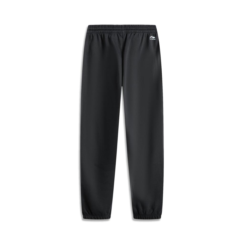 Li-Ning Simple Letter Mid-Rise Drawstring Comfortable Breathable Cuffed Knit Sports Pants Men Bottoms Black AKLV267-1