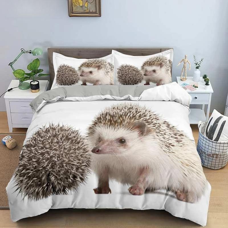 Povlečení s motivem ježka, královská 3D sada s krásnými zvířaty pro děti, teenagery a dospělé, povlečení s divokou zvěří, povlak na polštář, dárky pro děti