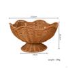Rattan Fruit Basket Open Weave Pedestal Bowl FlowerShaped Rim Woven