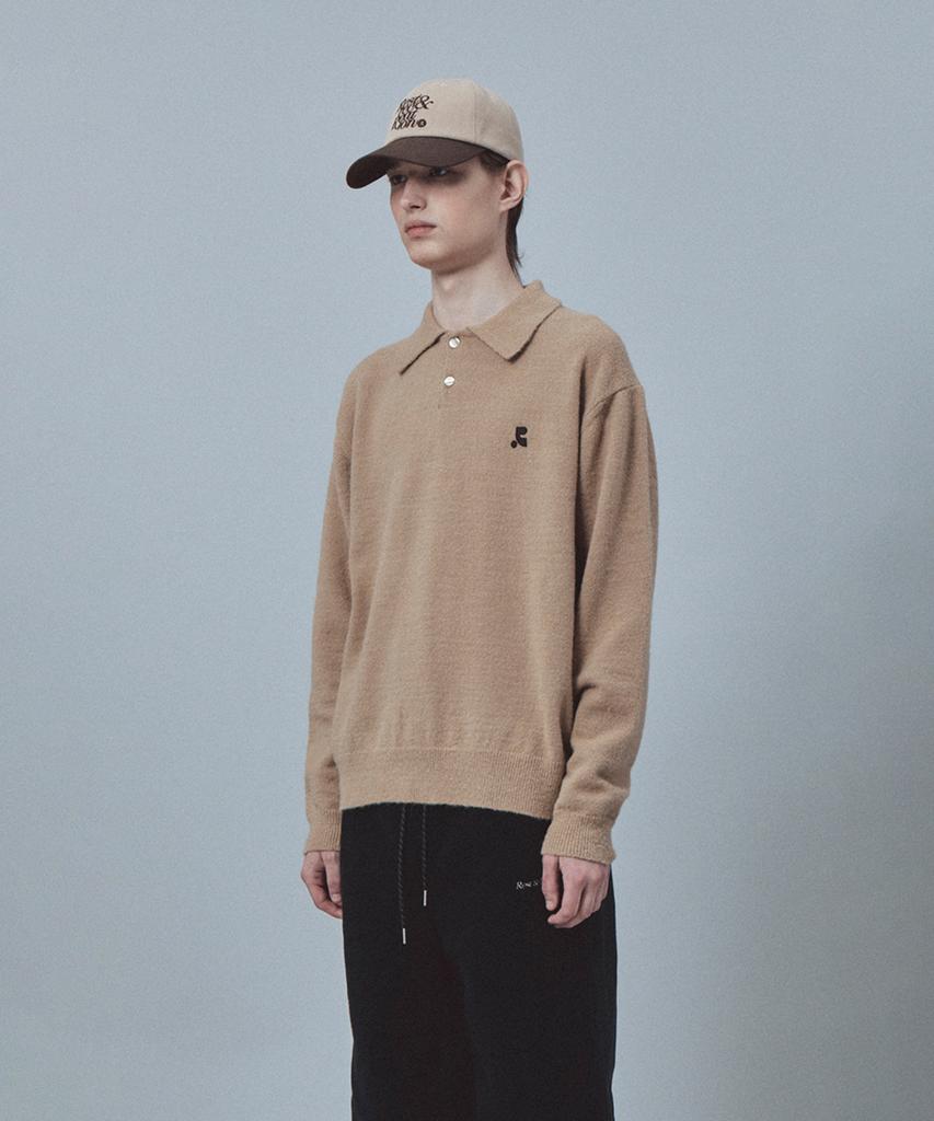 REST&RECREATION Wool Polo Knit Top - Beige