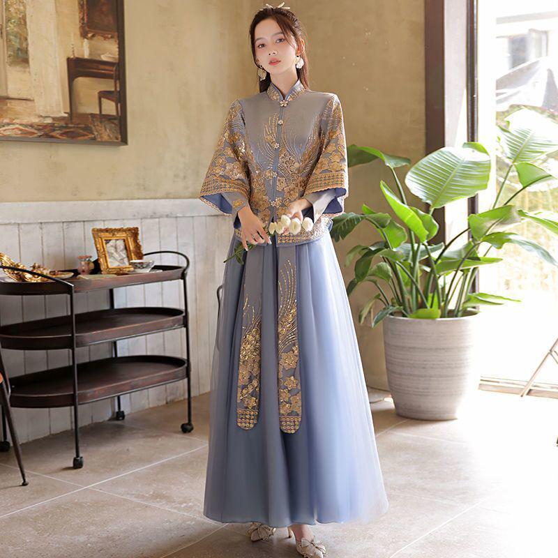 2025 Autumn-Winter Long Bridesmaid Gown - New Chinese Wedding Sisterhood Collection