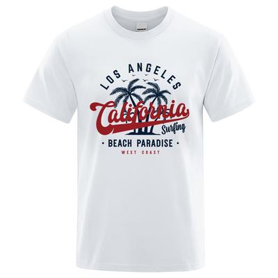 Los Angeles California Beach Paradise Men Tops Fashion Crewneck T Shirt Cotton Summer T-Shirt Breathable Oversize Clothes