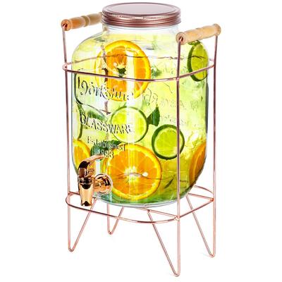 Jar Beverages Large Glass Dispenser Jar with Tap and Stand 5.5L