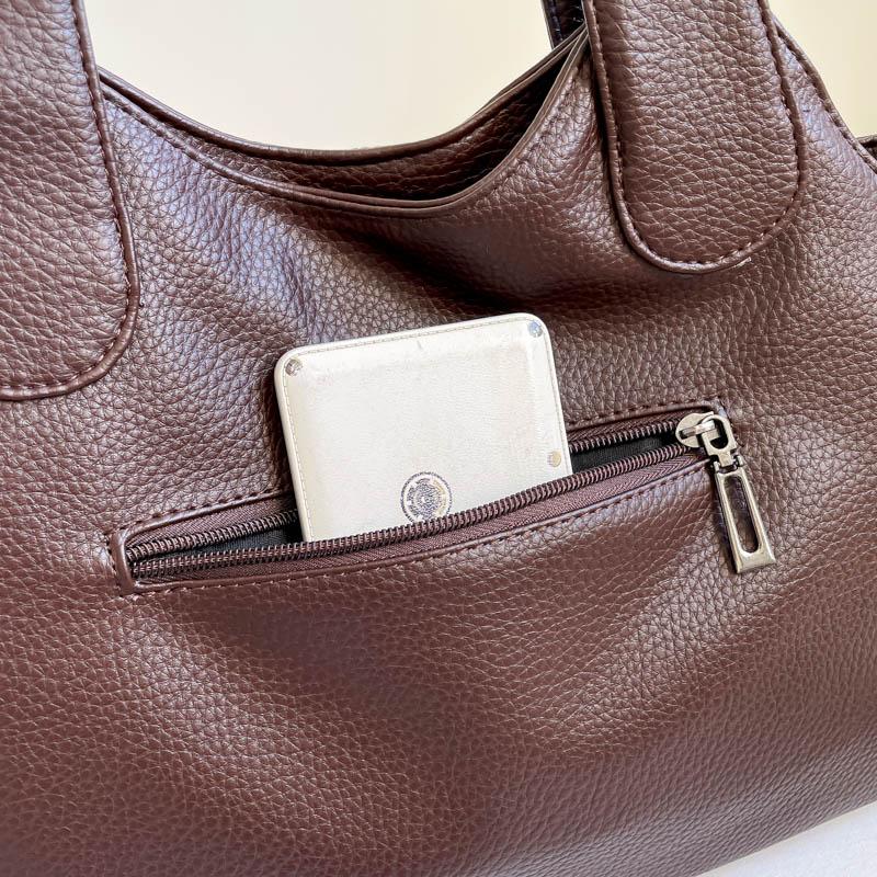 Womens Stylish Litchi Texture Handbag Adjustable Strap Vintage Leather Shoulder Bag for Daily  for Daily Commute Work Shopping and Weekend Outings