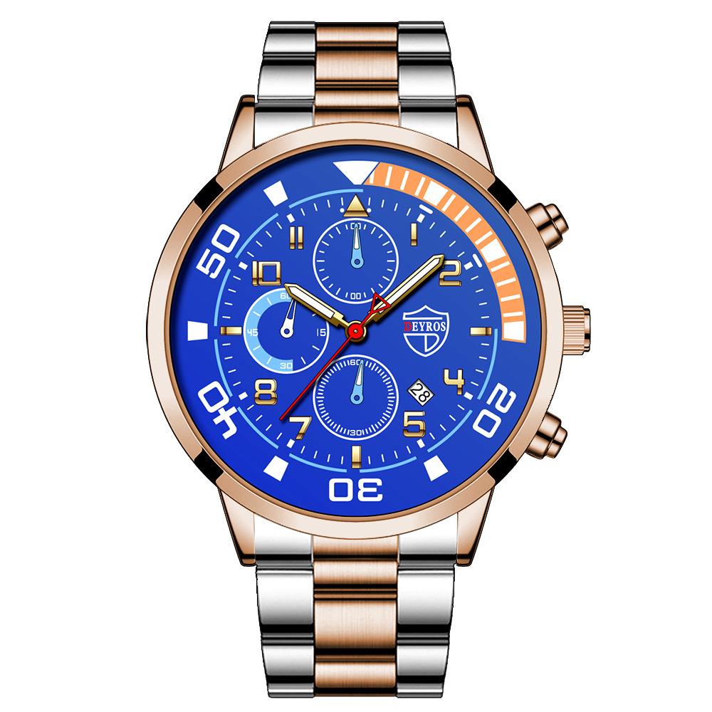 Steel Belt Watch Men'S Automatic Luminous Calendar Quartz Watch