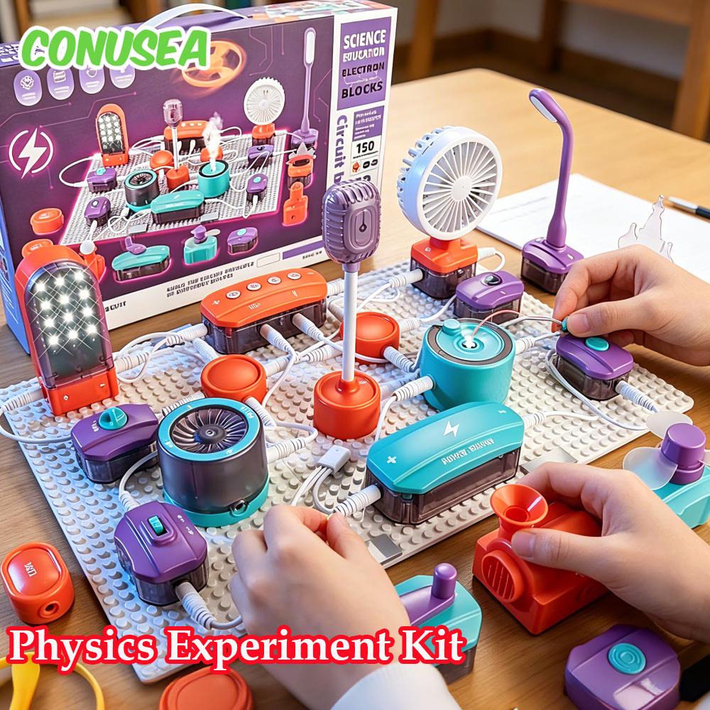 Children Science Educational Games Electronic Building Blocks Toys Experiment Set Physics Circuit Experiment Handmade Kits Kids