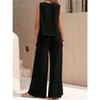  Women's Elegant Solid Color Matching Set Sleeveless Blouse And Wide Leg Pants