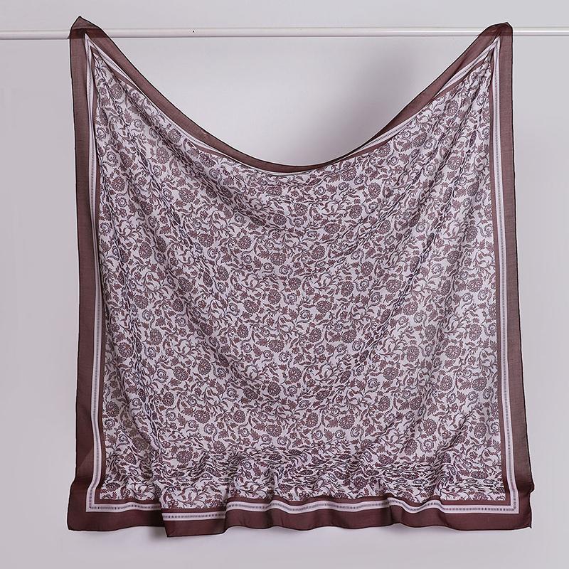 110Cm Printed Square Scarf for Woman Cotton Linen Feel Muslim Hijabs Shawls Soft Wraps Lady Neckerchief Female Handkerchief