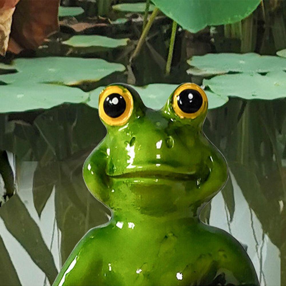 Crafts Resin Frog Statue Cute Cartoon Animal Sculpture Waterproof Floating Pond Ornament Fish Pond