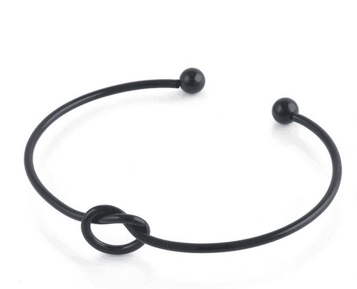 Rose Gold Heart Knot Open Bangle - Versatile Metal Bracelet for Women