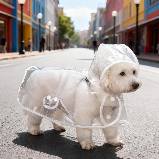 Vodotěsný psí pláštěnka s kapucí Pláštěnka pro mazlíčky Pončo Průhledná psí pláštěnka s otvorem na vodítko pro štěňata Malé Střední Velké psy