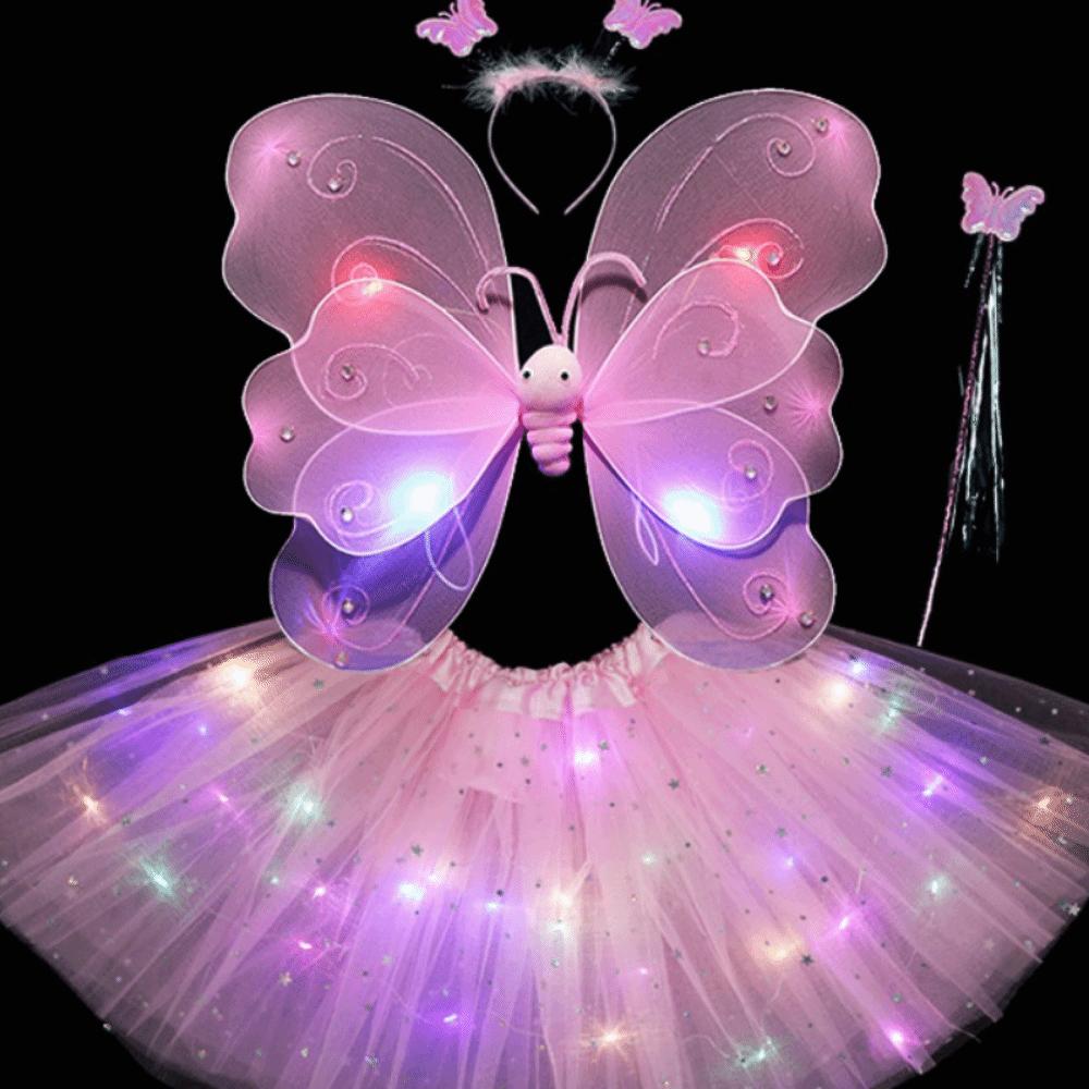 Funny Glowing Butterfly Wings Luminous Princess Dress Costume  Birthday Gift