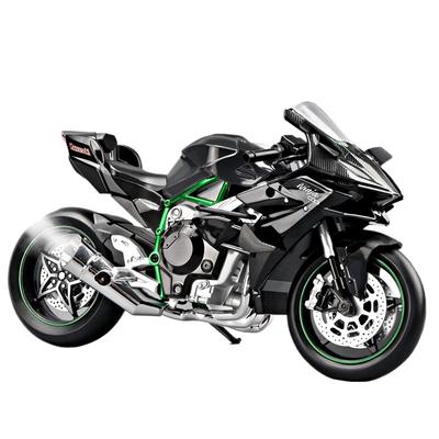 1/9 Kawasaki H2R Legierungsmodell Zünden Motorrad mit Spraymodell Zünden Start Legierungssimulation Kinder Motorrad Spielzeug Geschenk