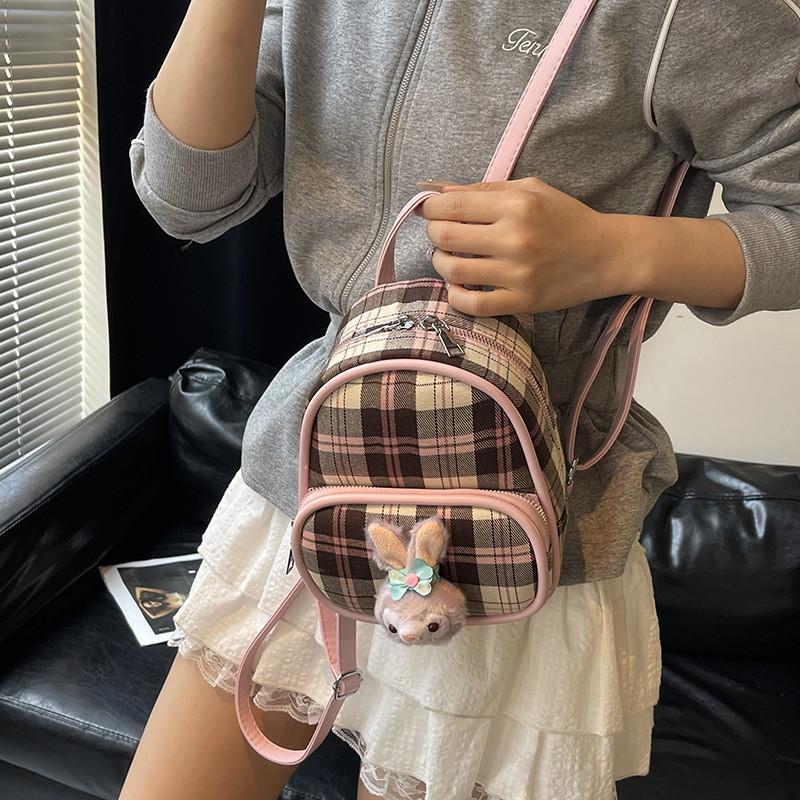 Shelliemay Duffy Simple Plaid Lightweight Canvas Bag For Daily Use And Student Commuting