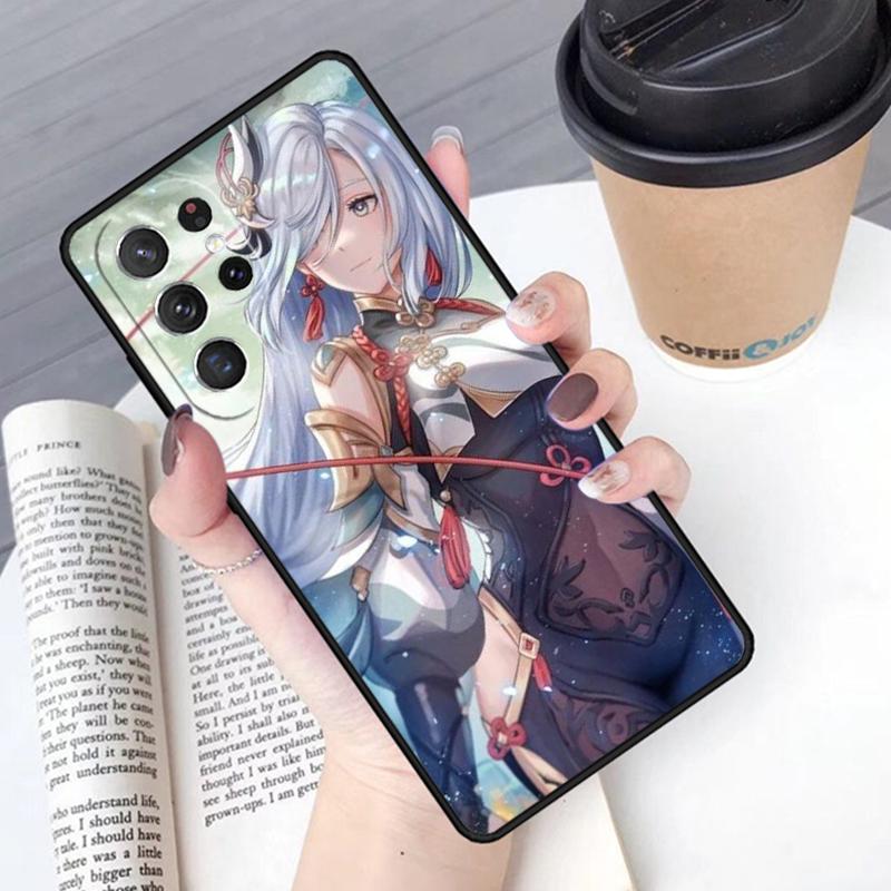 Genshin Anime Shenhe Phone Case Cover For Samsung Galaxy S24 S25 Ultra S21 S22 Ultra S10E Note 10 Plus Note 20 FE S23