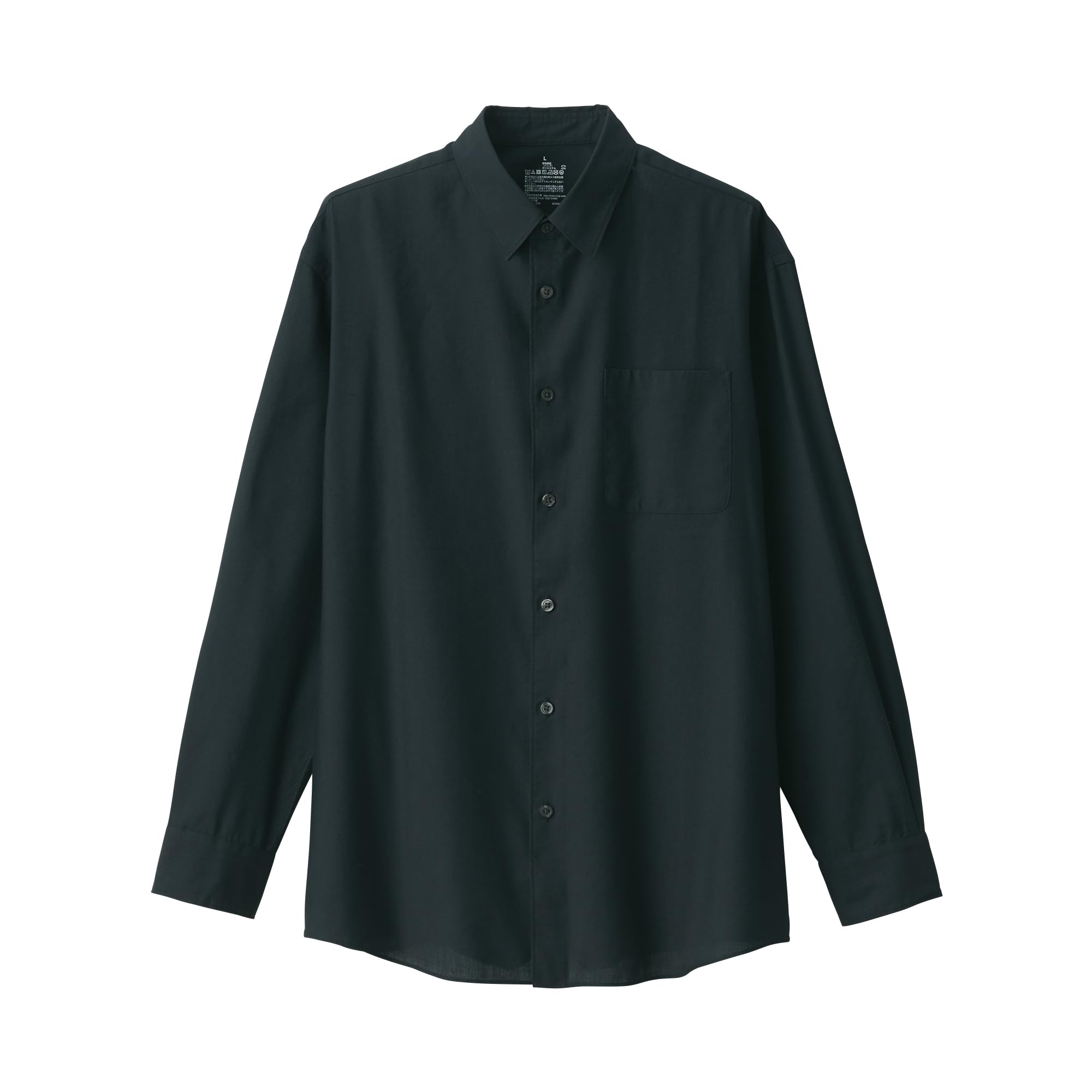 

MUJI Men s Hemp Blend Washed Long Sleeve Shirt, Black, Size S, AC1XAA4S