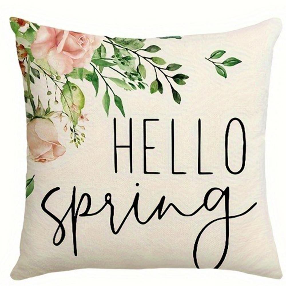 Home room decoration pillowcase floral green plaid striped pattern design living room sofa cushion cover 45x45cm