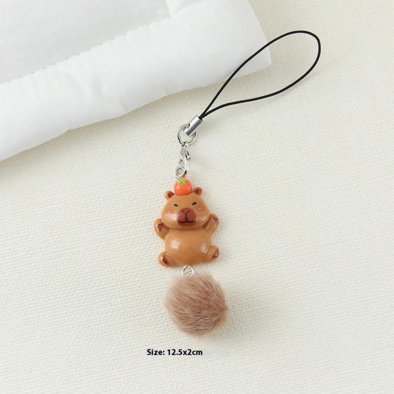 Cute Capybara Mobile Phone Case Strap Key Chains Bag Pendant Decoration Diy Phone Short Lanyard Handmade Jewelry Gift