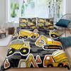 Excavator King Queen Duvet Cover Cartoon Construction Truck Bedding Set for Kids Boys Girls Tractor 2/3pcs Polyester Quilt Cover