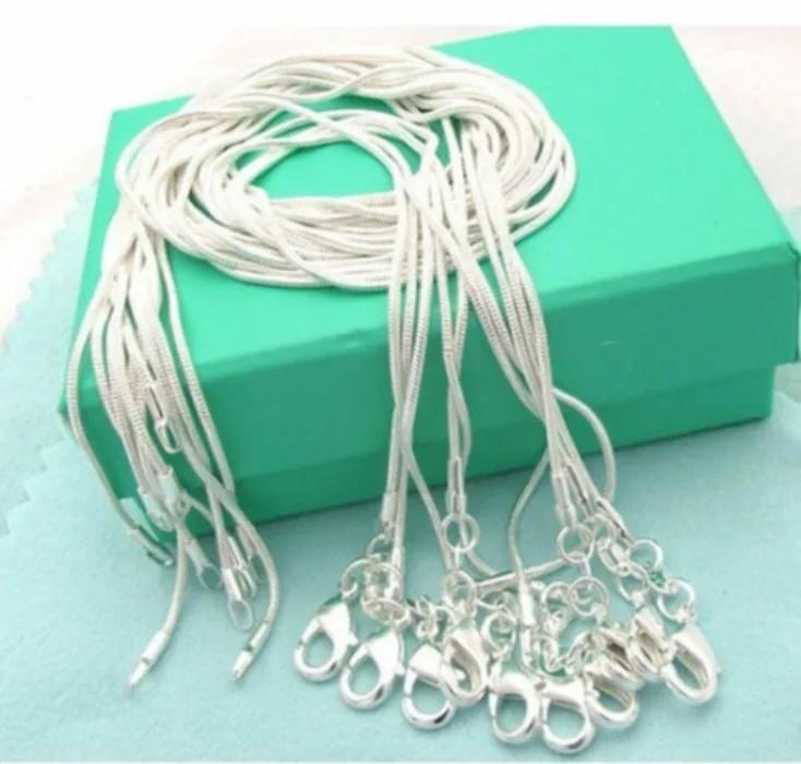

5/ 10PCS 40-75CM 925 sterling silver 1MM snake chain necklace jewelry For man women wedding Charms for pendant 5pcs 40cm